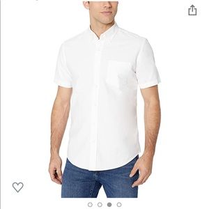 Men’s Amazon Essentials White Button Down Top Casual Size Large